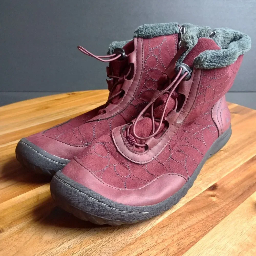 Jambu Jbu Tandee Boots Maroon Sz 8.5 Side‎ Zip Drawstring Jersey Lined Outdoor